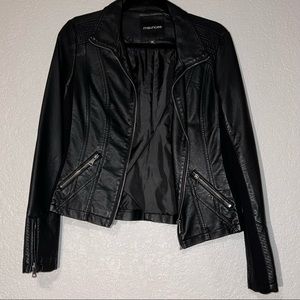 Maurice’s Medium Black Faux Leather Moto Jacket with Knit Sides